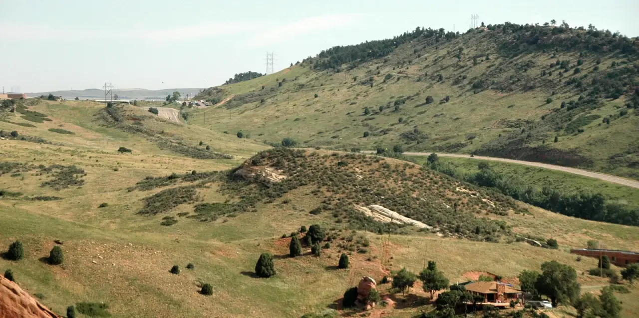 The Dakota Hogback ridge of tilted sedimentary rock west of Denver, Colorado