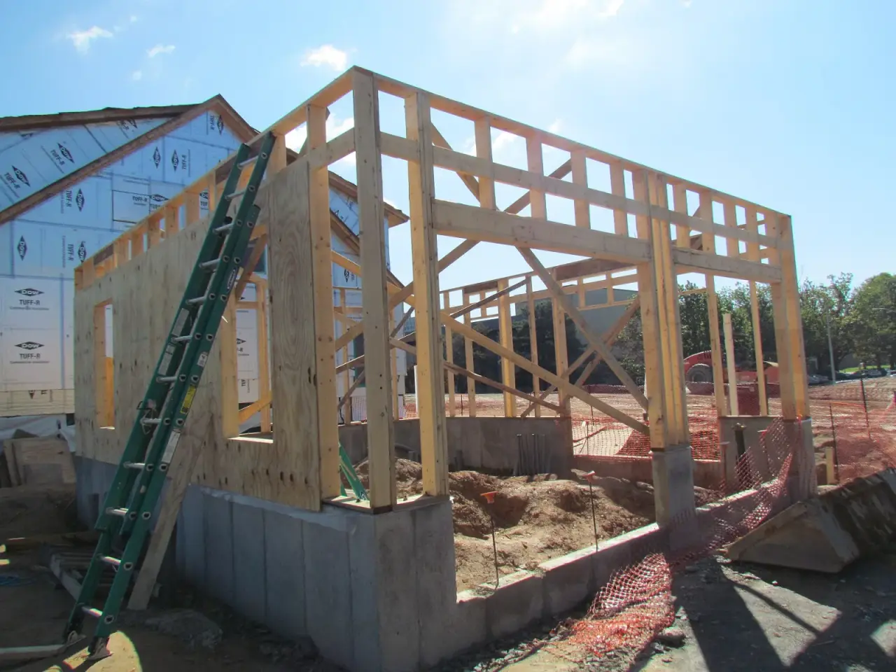Wood framing of a detached garage at NIST's Net-Zero Energy Residential Test Facility